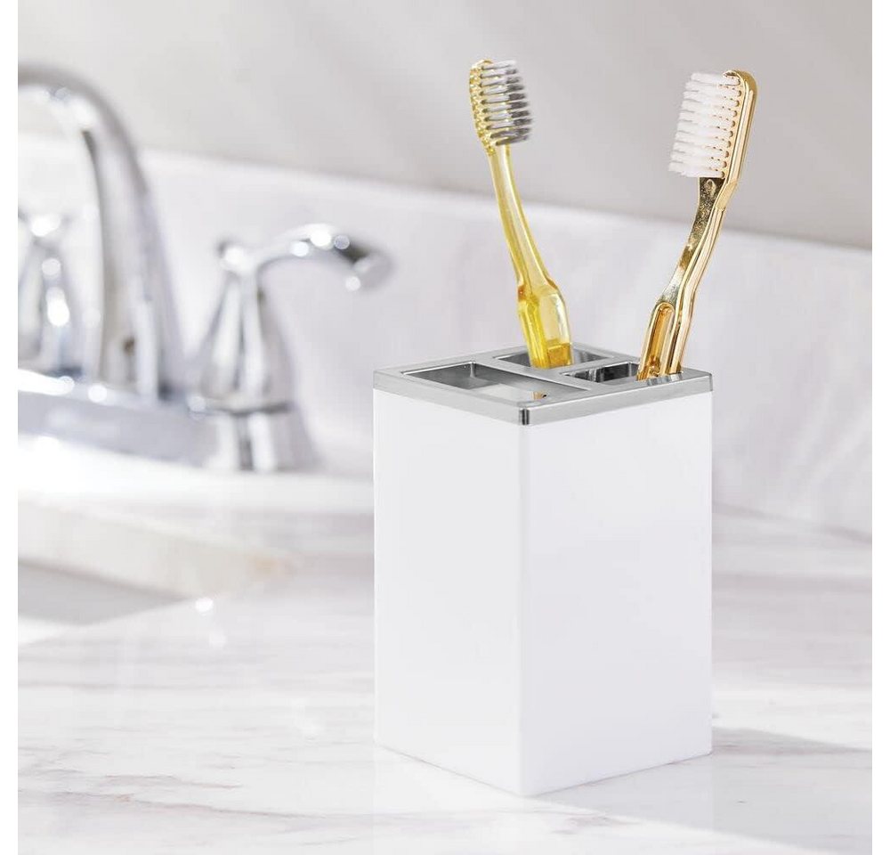 mDesign Badaccessoire-Set mDesign Badzubehör Zahnbürstenhalter Seifenspender Organizer 4er Set