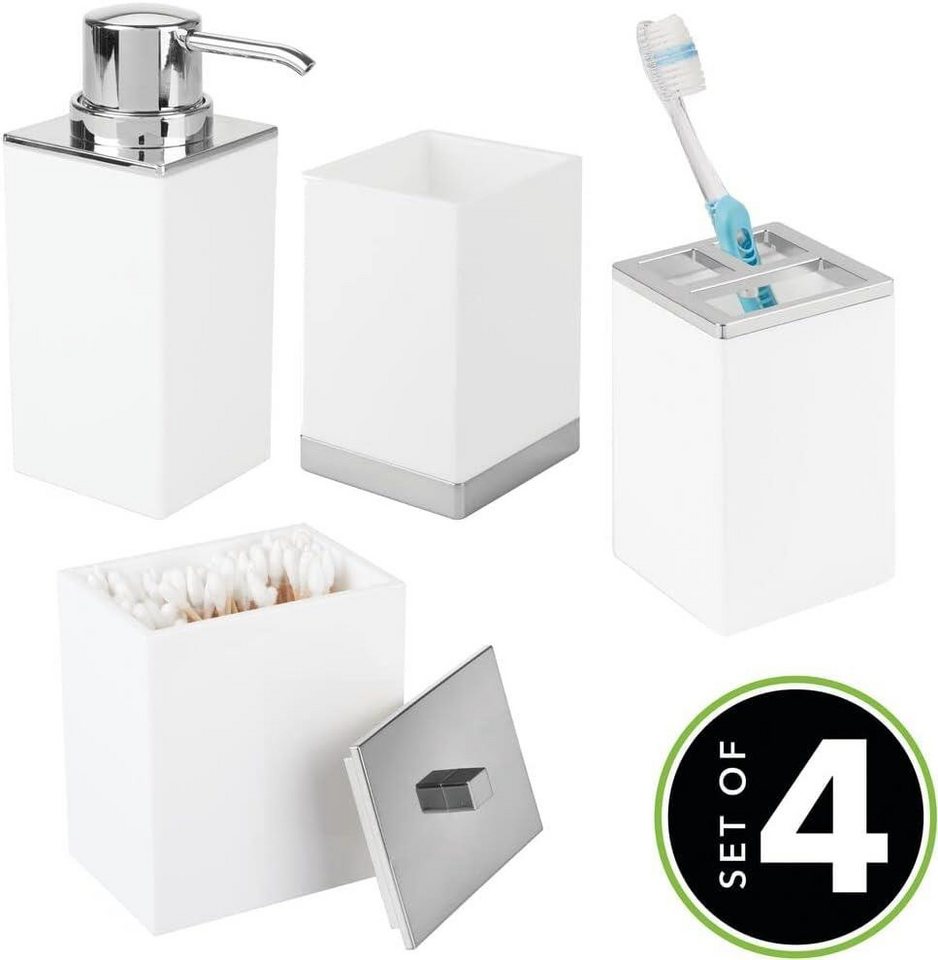 mDesign Badaccessoire-Set mDesign Badzubehör Zahnbürstenhalter Seifenspender Organizer 4er Set Bild 3