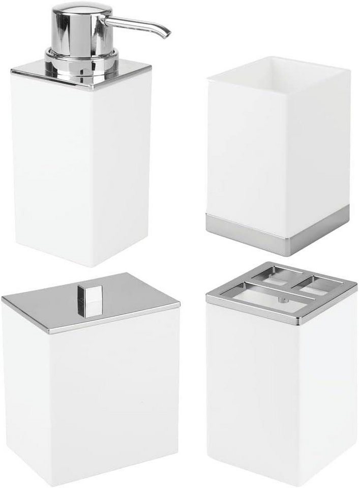 mDesign Badaccessoire-Set mDesign Badzubehör Zahnbürstenhalter Seifenspender Organizer 4er Set Bild 4