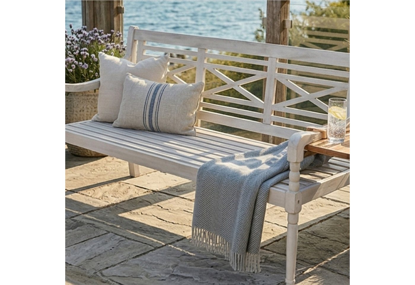 osoltus Gartenbank Sensline Gartenbank Louis 3 Sitzer Sitzbank Akazien Holz grau Bild 5