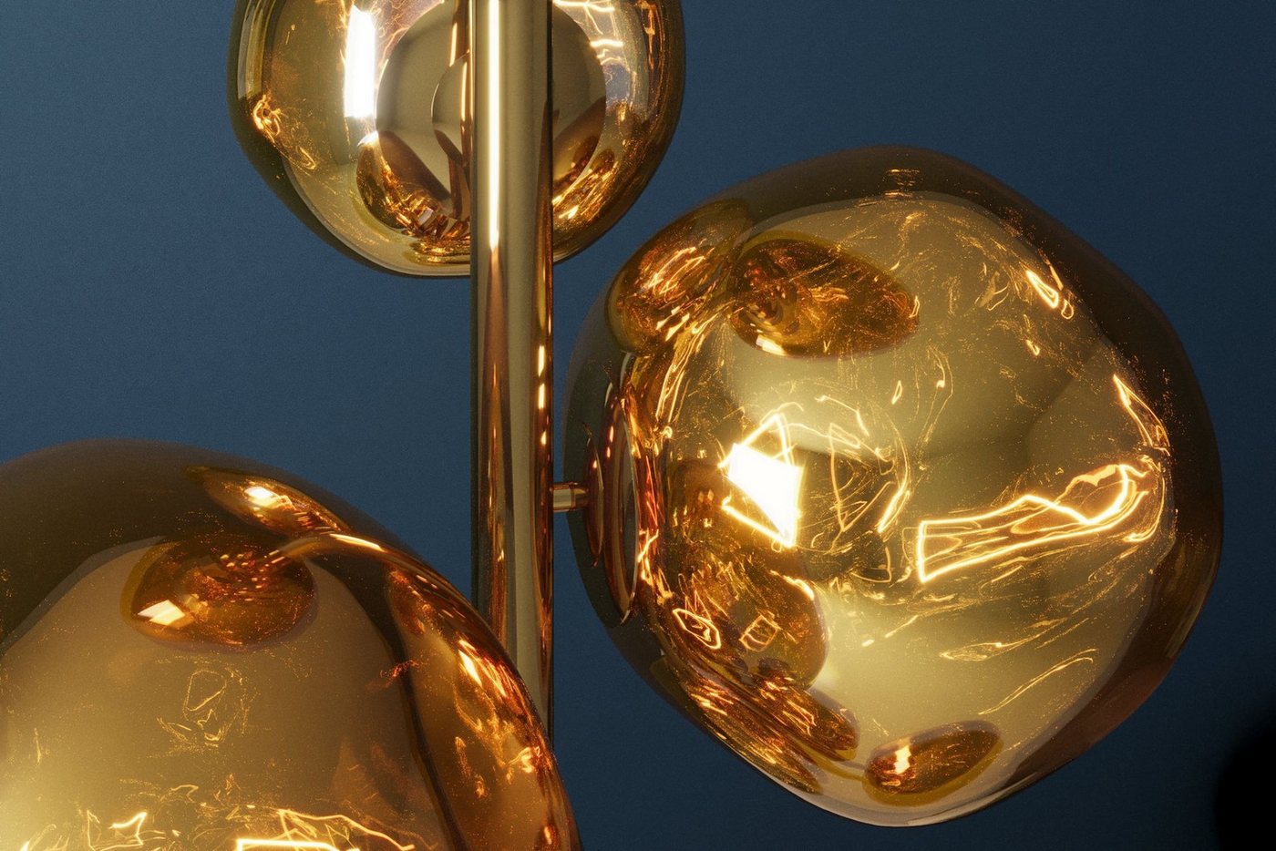 Licht-Erlebnisse Stehlampe QUARNA, ohne Leuchtmittel, Glas Metall 168 cm hoch in Gold Modern für 7x G9 Bild 3