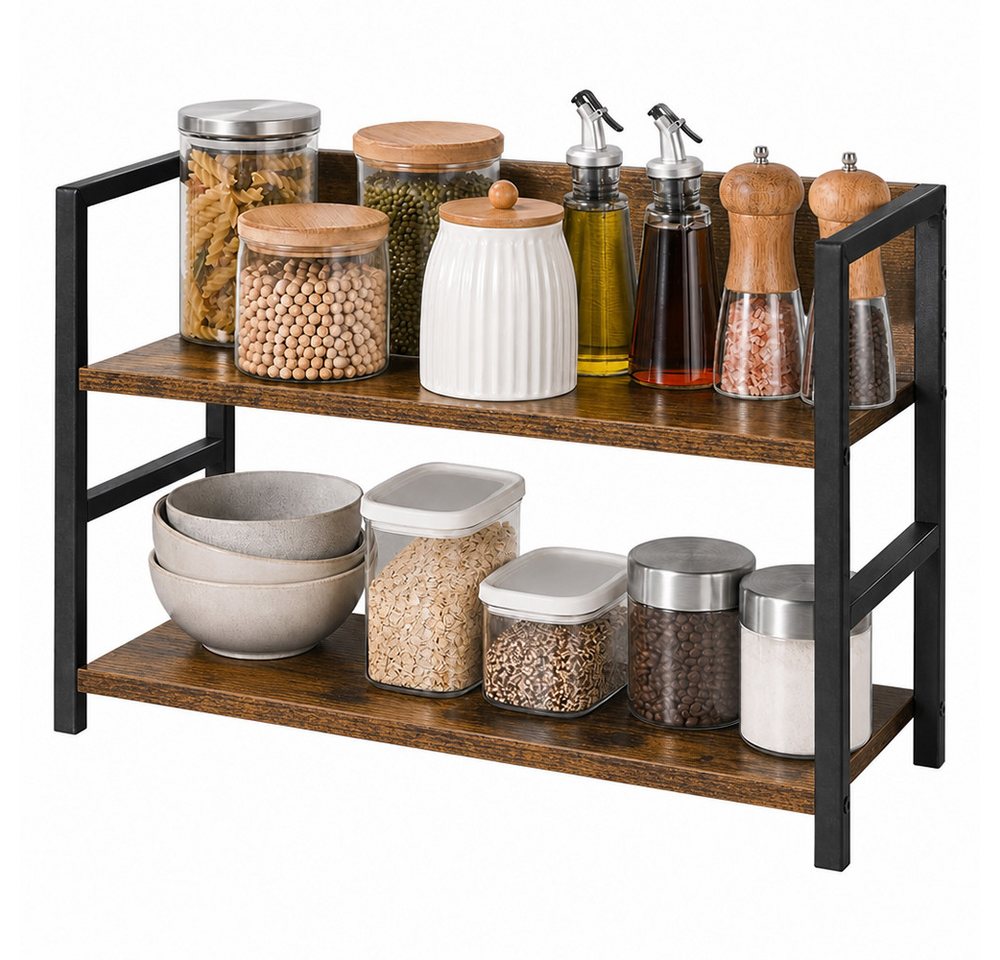 JEOBEST Küchenregal Küchenregal mit 2 Ebenen, Aufbewahrungsregal, (1-tlg) für Arbeitsplatte, Küche, Esszimmer, Metallgestell Bild 3