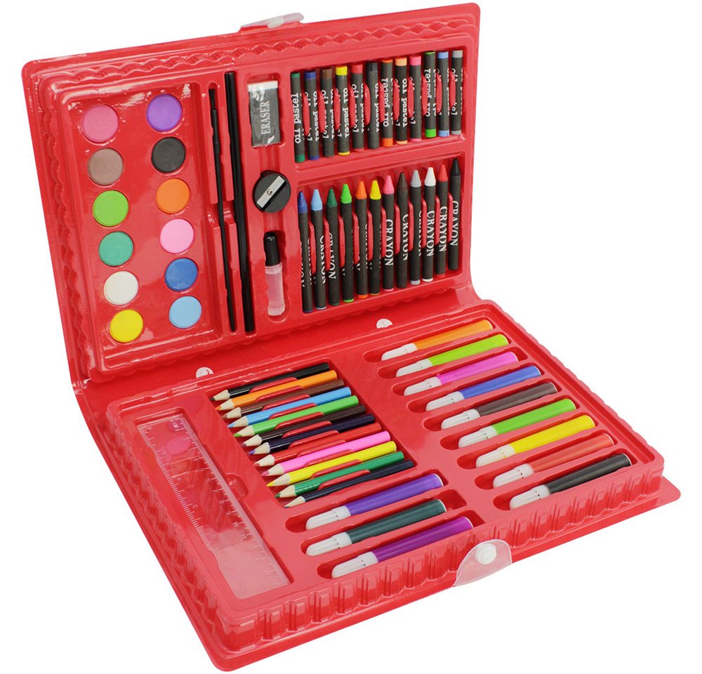 com-four Malstift Malset 68-teilig in praktischer Tragebox, (68-tlg), ideal für Schule und Kindergarten