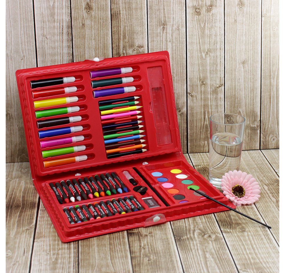 com-four Malstift Malset 68-teilig in praktischer Tragebox, (68-tlg), ideal für Schule und Kindergarten Bild 2
