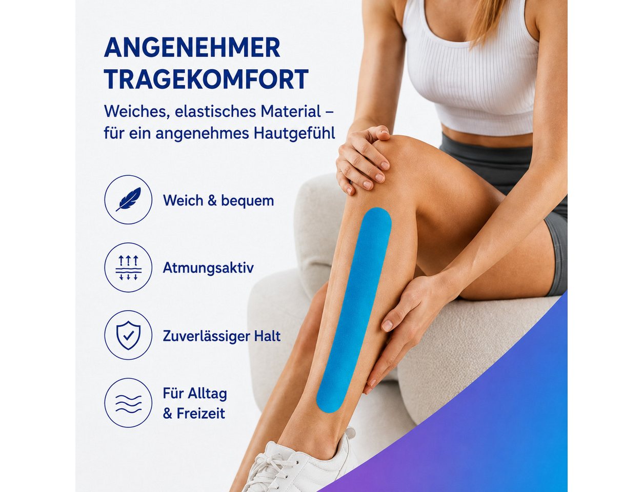 Forrlite Kinesiologie-Tape Sporttape 5 m x 5 cm, 2 Rollen – elastisches, (wasserfestes & atmungsaktives Tape für Fitness, Training & Alltag, vielseitig anwendbar)