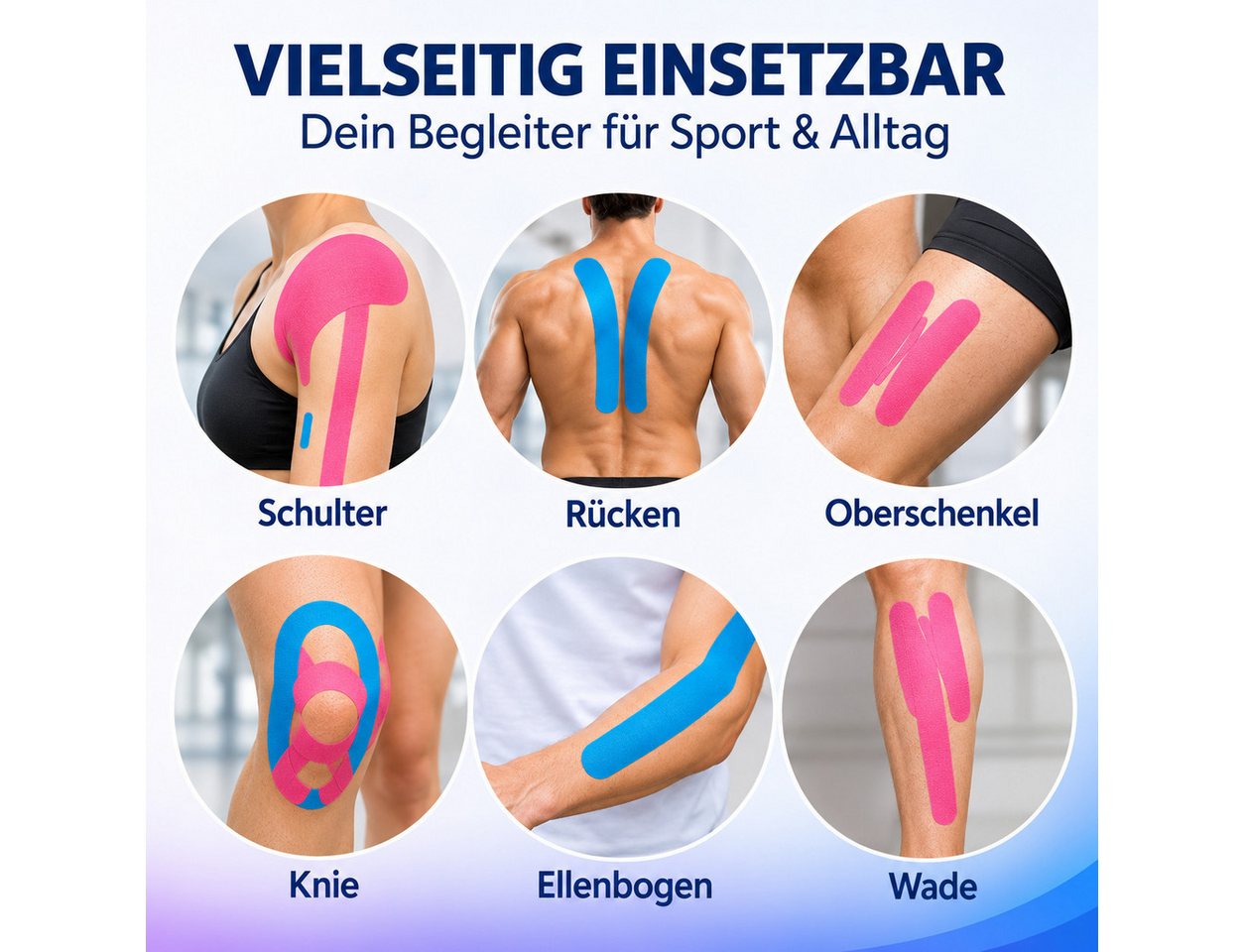 Forrlite Kinesiologie-Tape Sporttape 5 m x 5 cm, 2 Rollen – elastisches, (wasserfestes & atmungsaktives Tape für Fitness, Training & Alltag, vielseitig anwendbar) Bild 4
