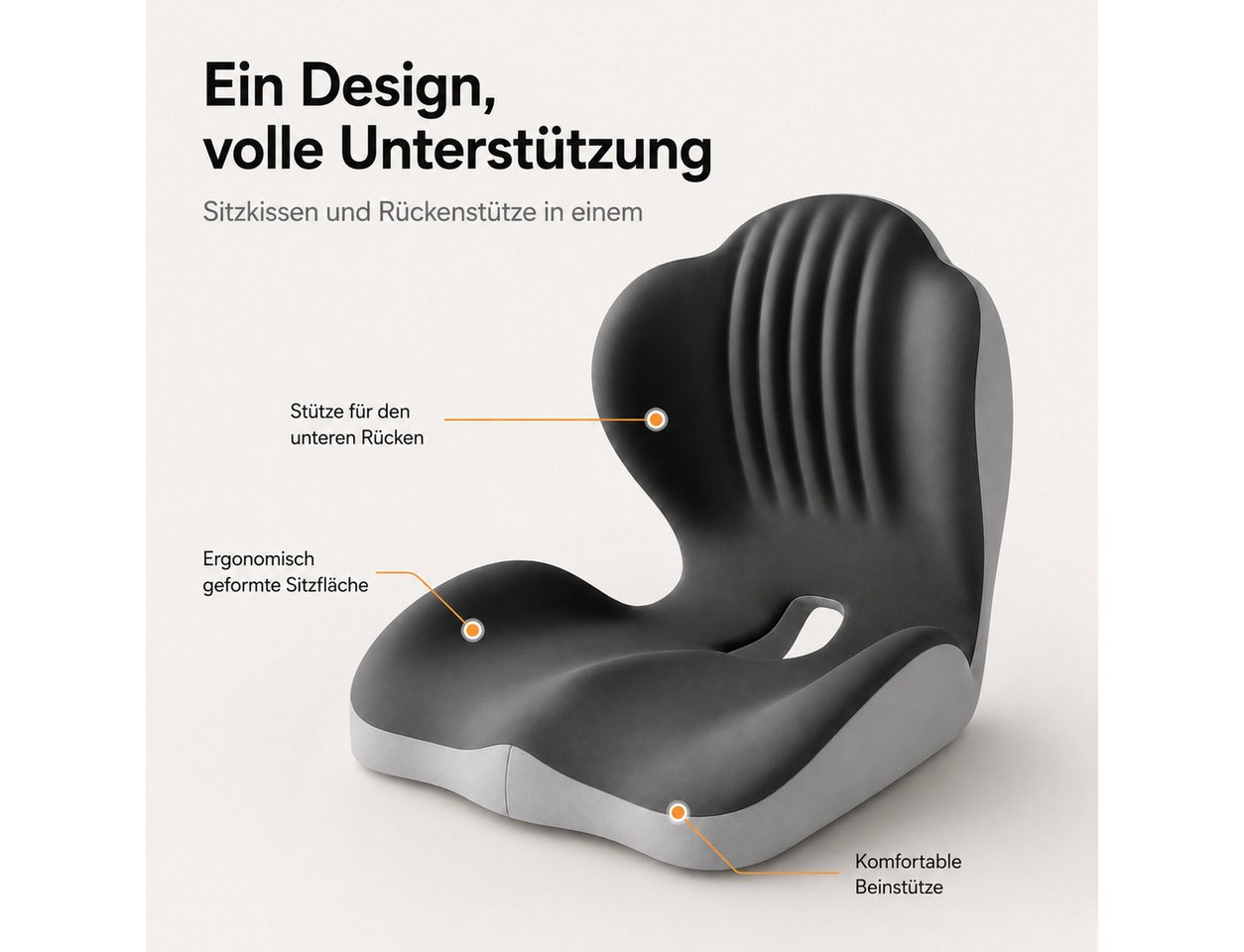 Tekoo Sitzkissen Ergonomisches Sitzkissen & Rückenstütze 2-in-1 für Büro und Auto Bild 2
