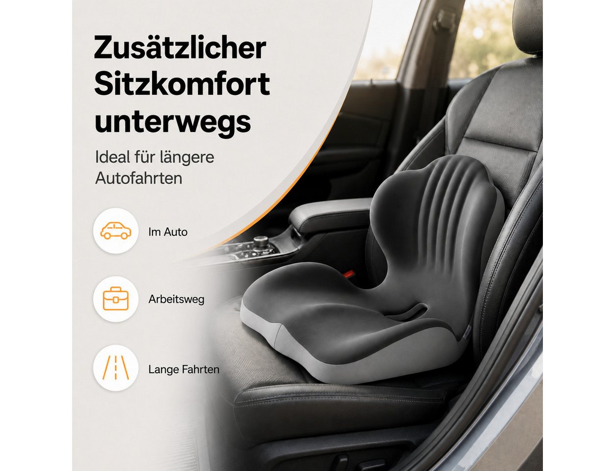 Tekoo Sitzkissen Ergonomisches Sitzkissen & Rückenstütze 2-in-1 für Büro und Auto Bild 3