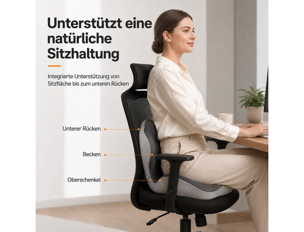 Tekoo Sitzkissen Ergonomisches Sitzkissen & Rückenstütze 2-in-1 für Büro und Auto Bild 4