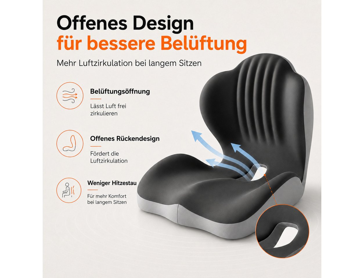 Tekoo Sitzkissen Ergonomisches Sitzkissen & Rückenstütze 2-in-1 für Büro und Auto Bild 5
