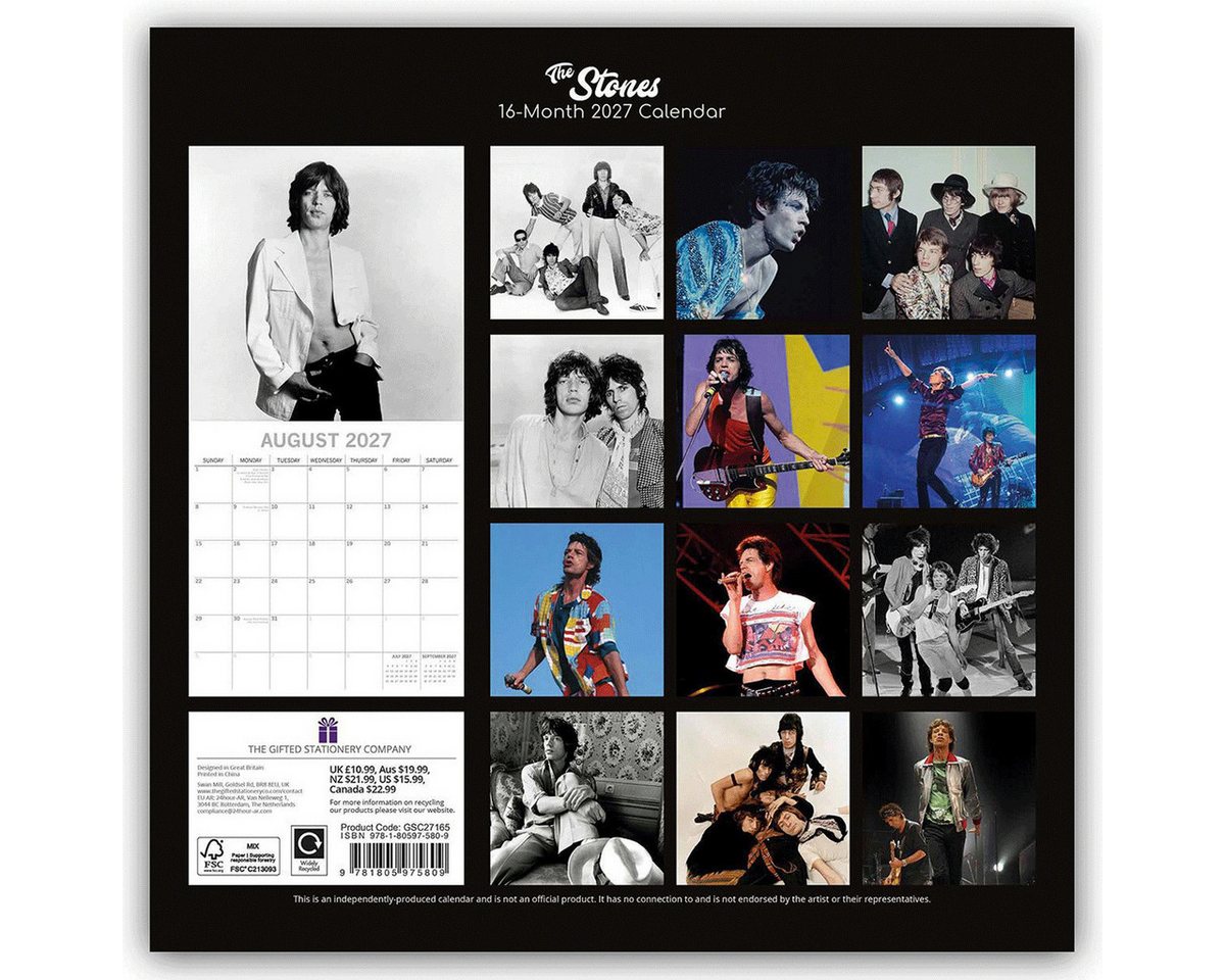 Wandkalender Rolling Stones – The Stones 2027 – 16-Monatskalender: Original The