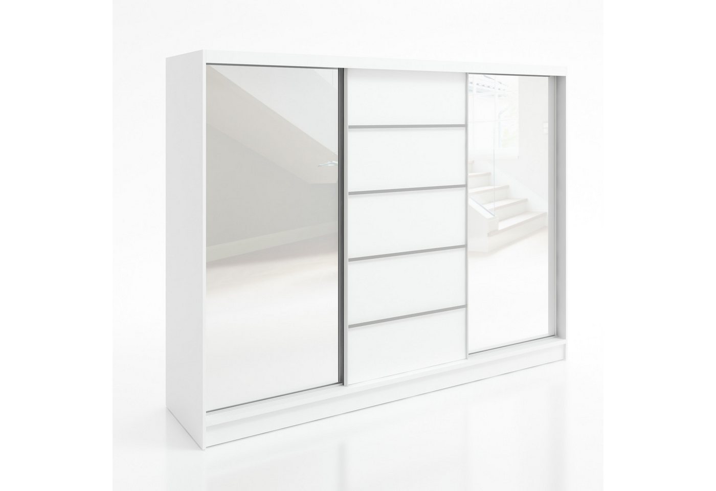 A&J MöbelLand GmbH Schiebetürenschrank TOP Moderner 3-türiger Kleiderschrank mit Spiegel (TOP ANGEBOT! Geräumiger Schrank mit einer Breite von 200 cm ideal zur Aufbewahrung von Kleidung und Accessoires. Wählen Sie das ideale Modell für Ihr Schlafzimmer!, TOP PRODUKT) Breite: 200 cm, Höhe: 215 cm, Tiefe: 60 cm Bild 2