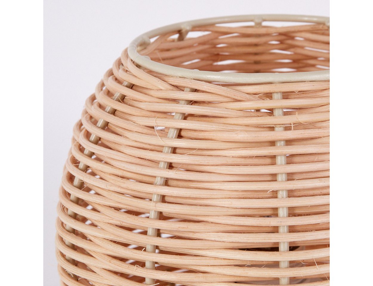 hofstein Tischleuchte Tischlampe aus Metall/Rattan in Beige/Naturfarben, ohne Leuchtmittel, Schirm aus Rattan (16 cm), An/-Auschalter, 1x E14, ohne Leuchtmittel Bild 2