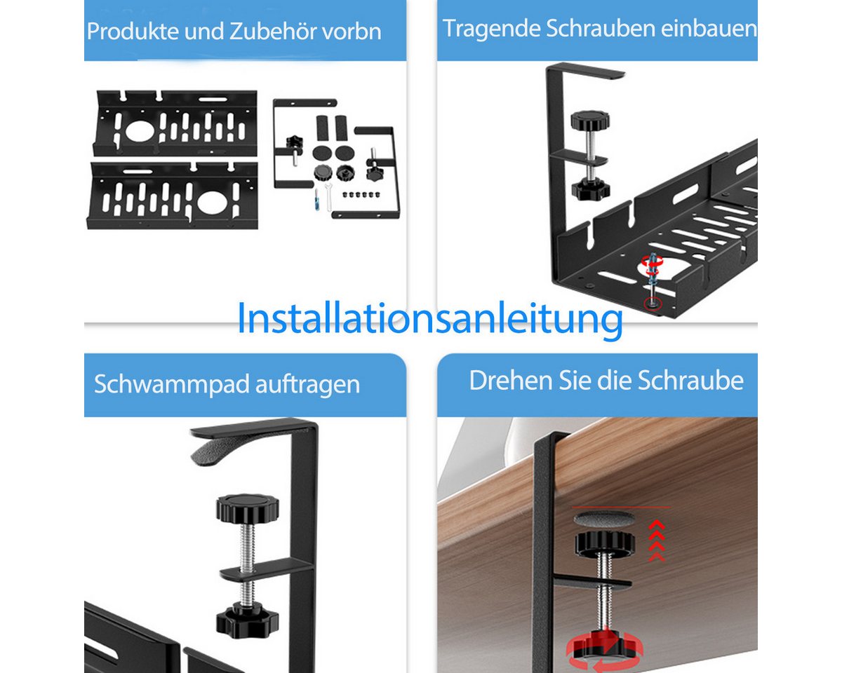 LAPAPRO Kabelkanal Kabelführung Kabelwanne Schreibtisch für bestes Kabelmanagement, Kabelwanne Kabelkanal Kabelmanagement Kabeltunnel Kabelkorb Bild 2