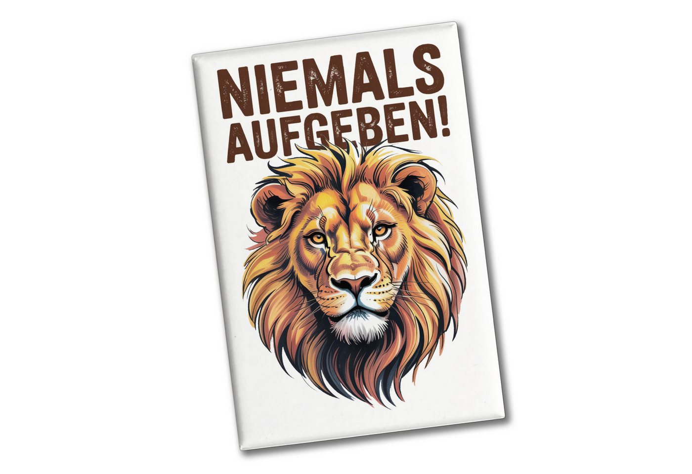 speecheese Magnet Löwenkopf Niemals aufgeben Souvenir Magnet für Motivation