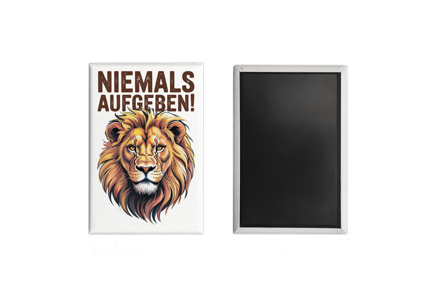 speecheese Magnet Löwenkopf Niemals aufgeben Souvenir Magnet für Motivation Bild 2