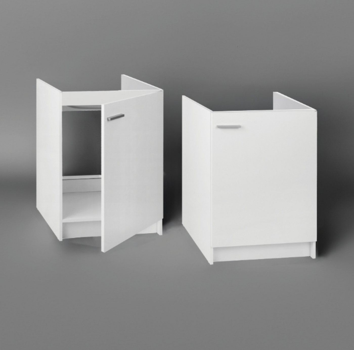 STAMAR Spülenschrank Komplettset Slim 60cm Weiß Spüle Deante Armatur Chrom Siphon Abtropf Unterschrank stehend 1 Tür 60x50cm Geschirrspüler Bohrung Edelstahl Bild 3