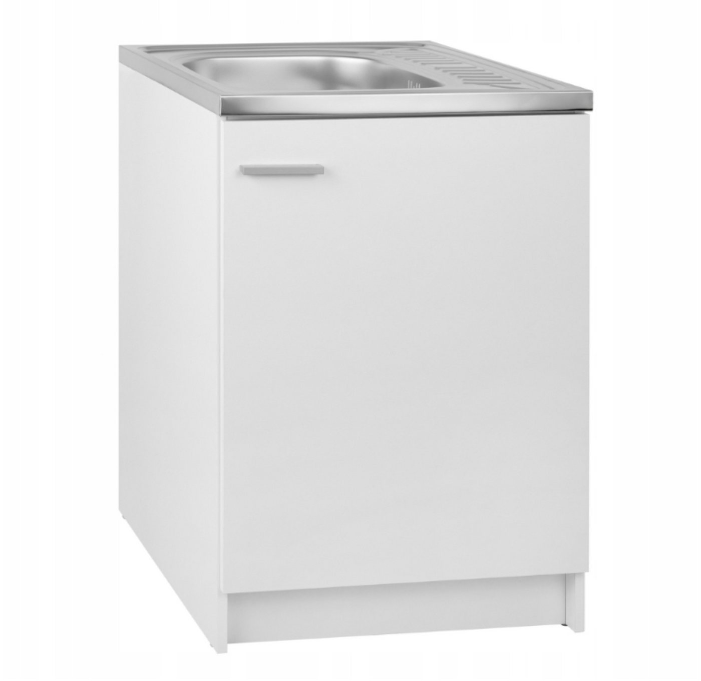 STAMAR Spülenschrank Komplettset Slim 60cm Weiß Spüle Deante Armatur Chrom Siphon Abtropf Unterschrank stehend 1 Tür 60x50cm Geschirrspüler Bohrung Edelstahl Bild 4