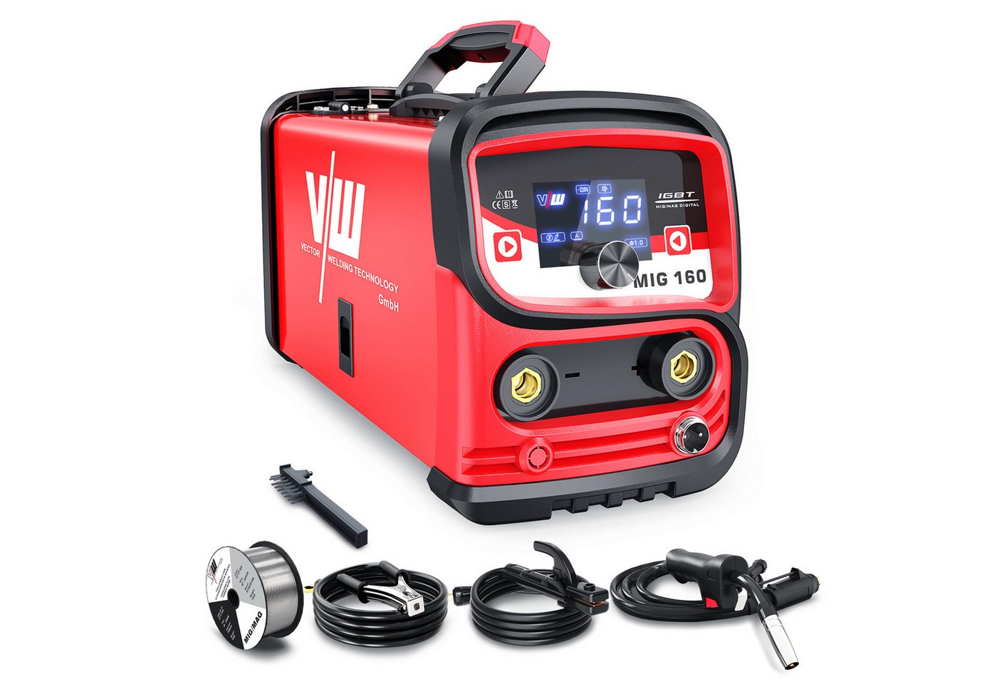 VECTOR WELDING Schutzgasschweißgerät MIG 160 Kombi-Schweißgerät – 30-160A mit 3-Knopf-Bedienung und Display Bild 4