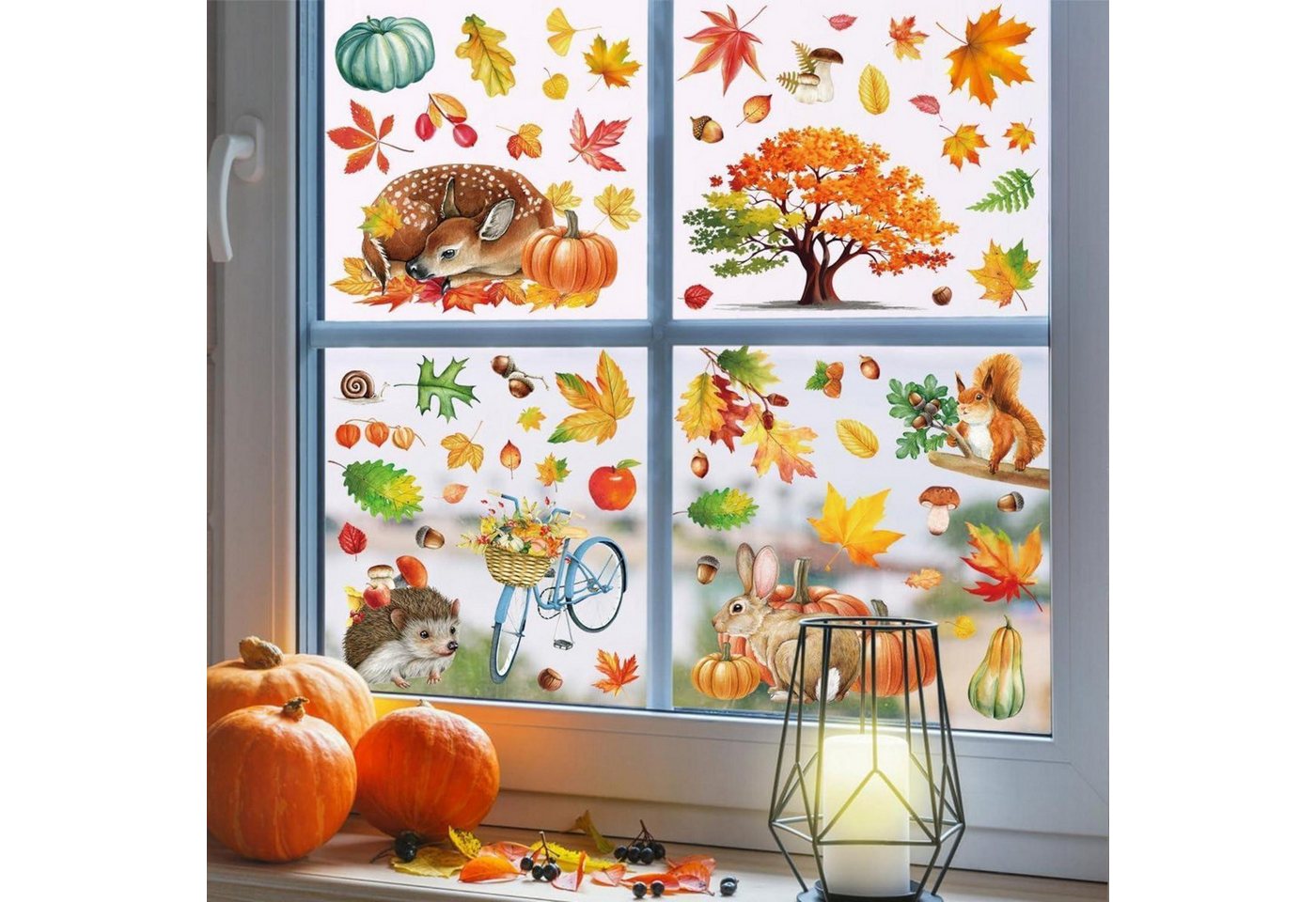 LuxusKollektion Fensterbild 9er Set Herbstdeko Fenster Aufkleber Thanksgiving Selbstklebend Bild 4