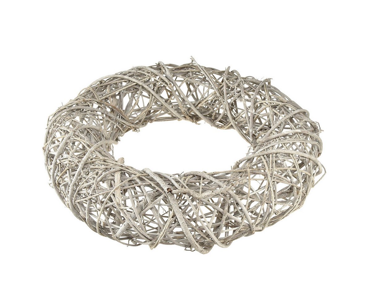 Florists Products Bastelkranz Dekokranz Holz Deko Rattan Natur Weiß Ø40cm H9,5cm - Shabby Bild 2