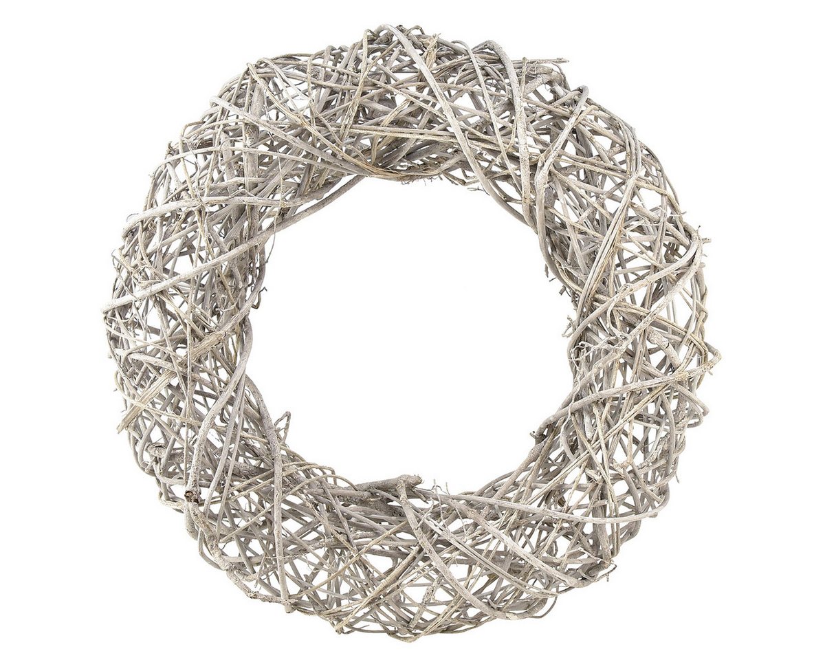 Florists Products Bastelkranz Dekokranz Holz Deko Rattan Natur Weiß Ø40cm H9,5cm - Shabby Bild 3