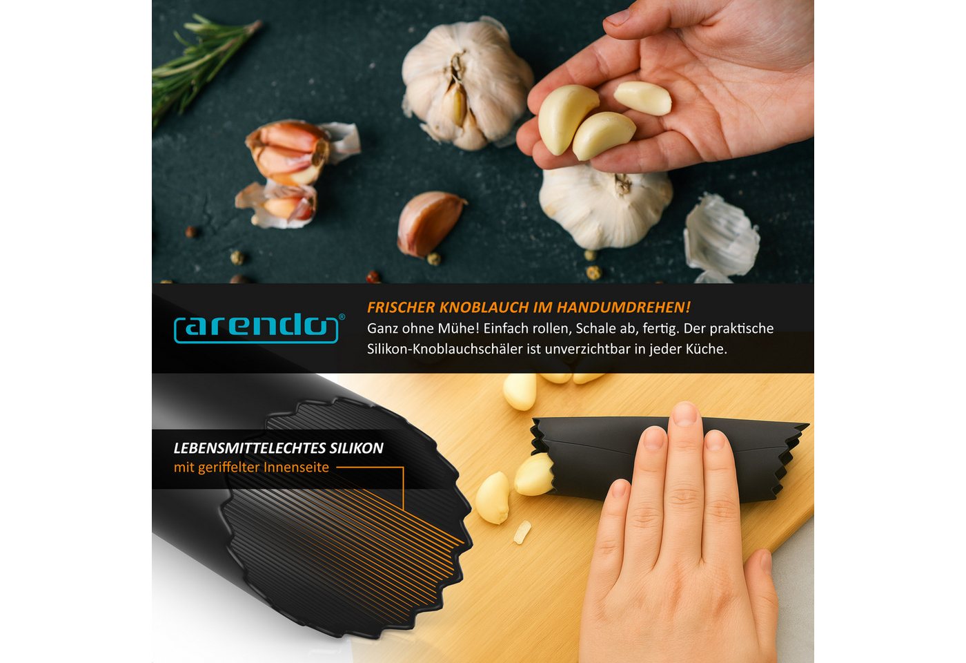 Arendo Knoblauchpresse Presse für Knoblauch & Ingwer, robust & spülmaschinengeeignet (3 St), Zinklegierung, Mehrzweckpresse leicht zu reinigen, großes Volumen, einfache Bedienung Bild 5
