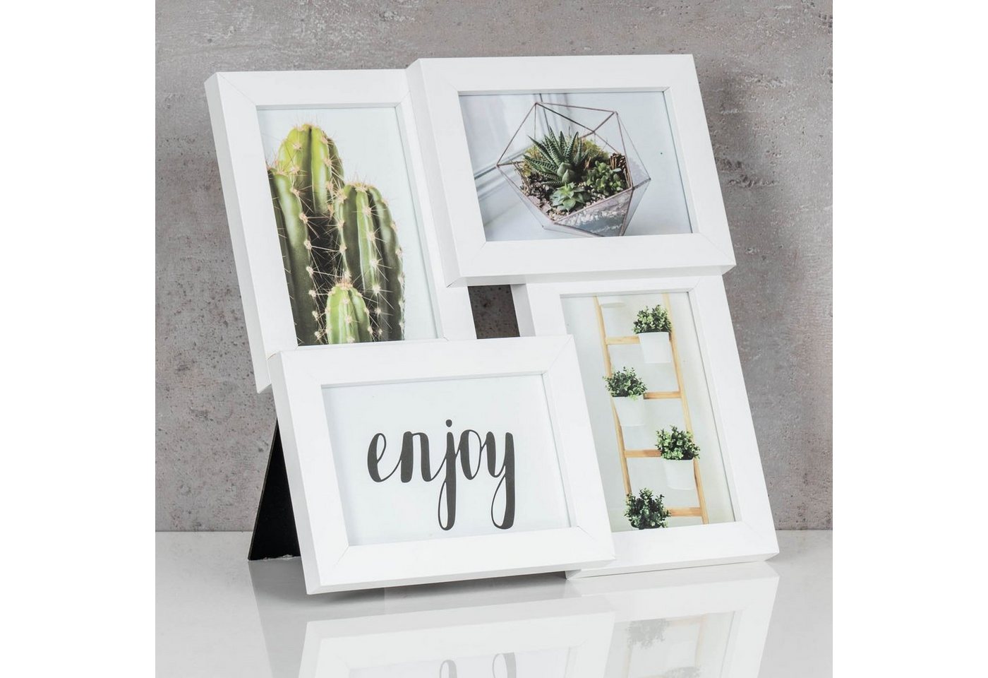 Levandeo® Bilderrahmen Collage, Bilderrahmen 30x30cm Weiß Holz 4 Fotos 10x15cm Collage Fotorahmen Bild 2