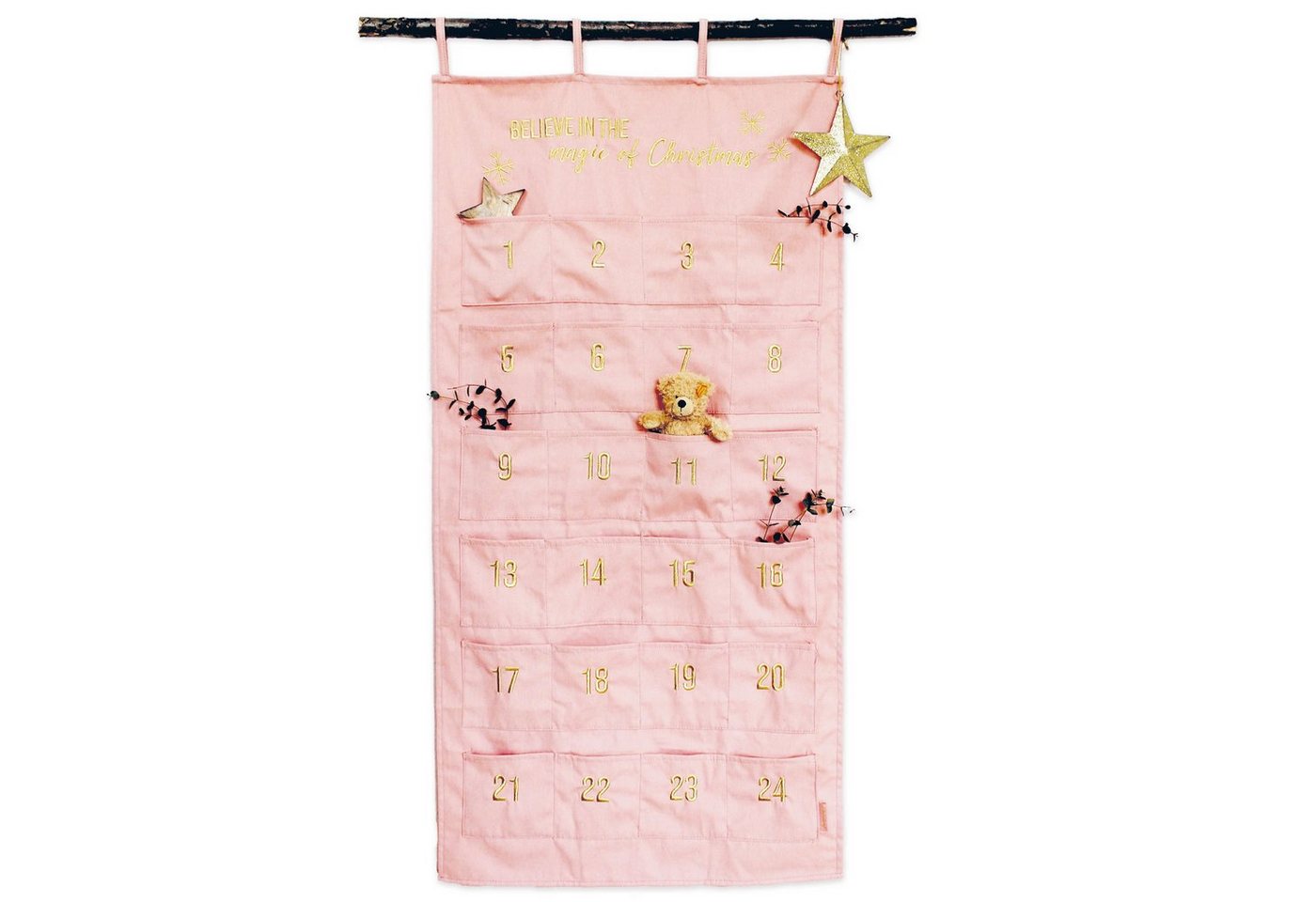 PAPIERDRACHEN befüllbarer Adventskalender Adventskalender Wandteppich aus Stoff zum Befüllen-hochwertig bestickt