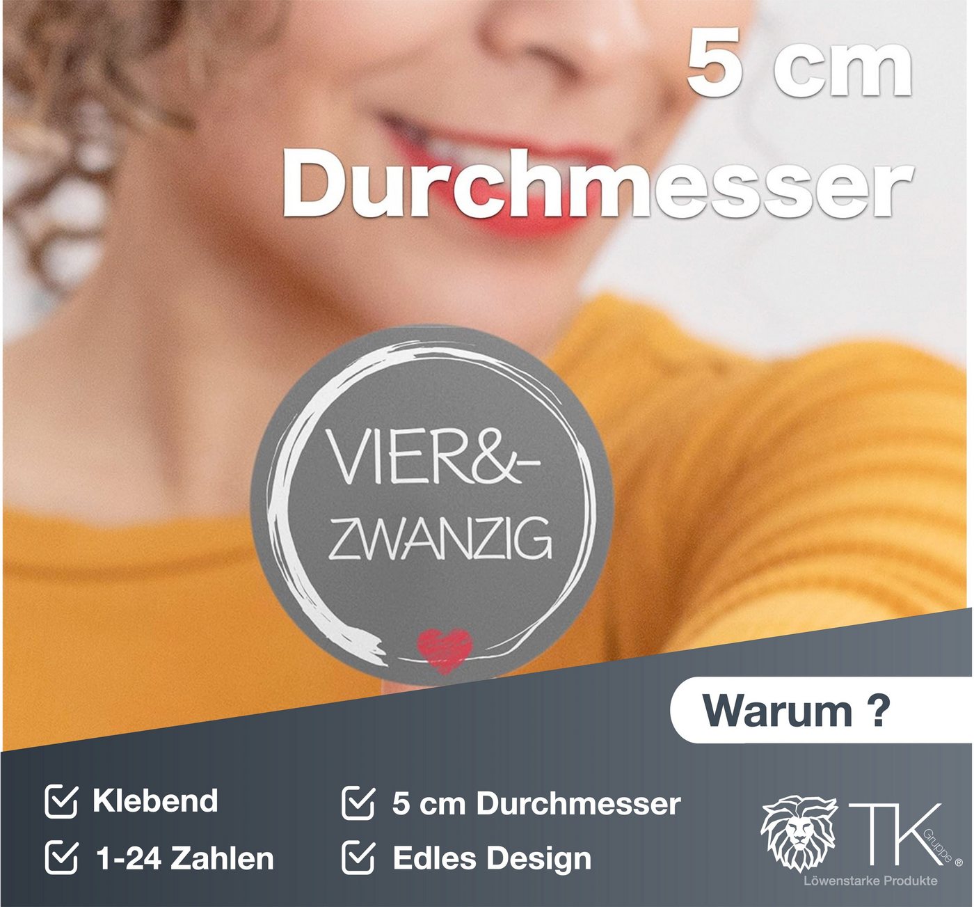 Weihnachtswunder® Sticker 24x Adventskalender Aufkleber Sticker Zahlen 1-24 selbstklebend ED.1, (Set), ø 5 cm Bild 3