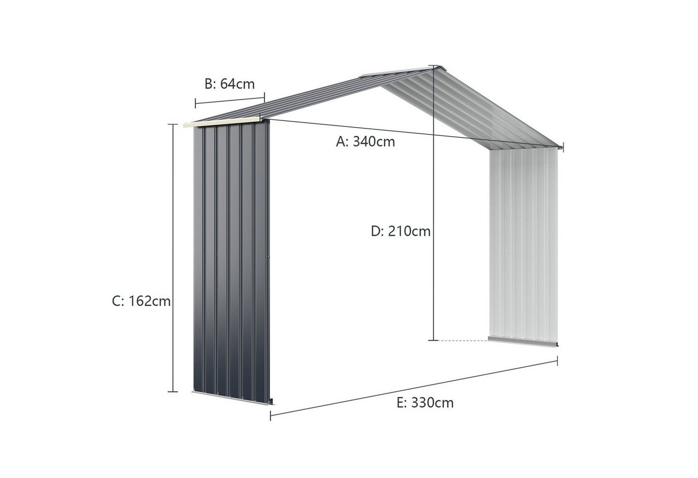 COSTWAY Gerätehaus, BxT: 340x64 cm, (1 St), Erweiterungsbox, Metall, Garten Schuppen Bild 2