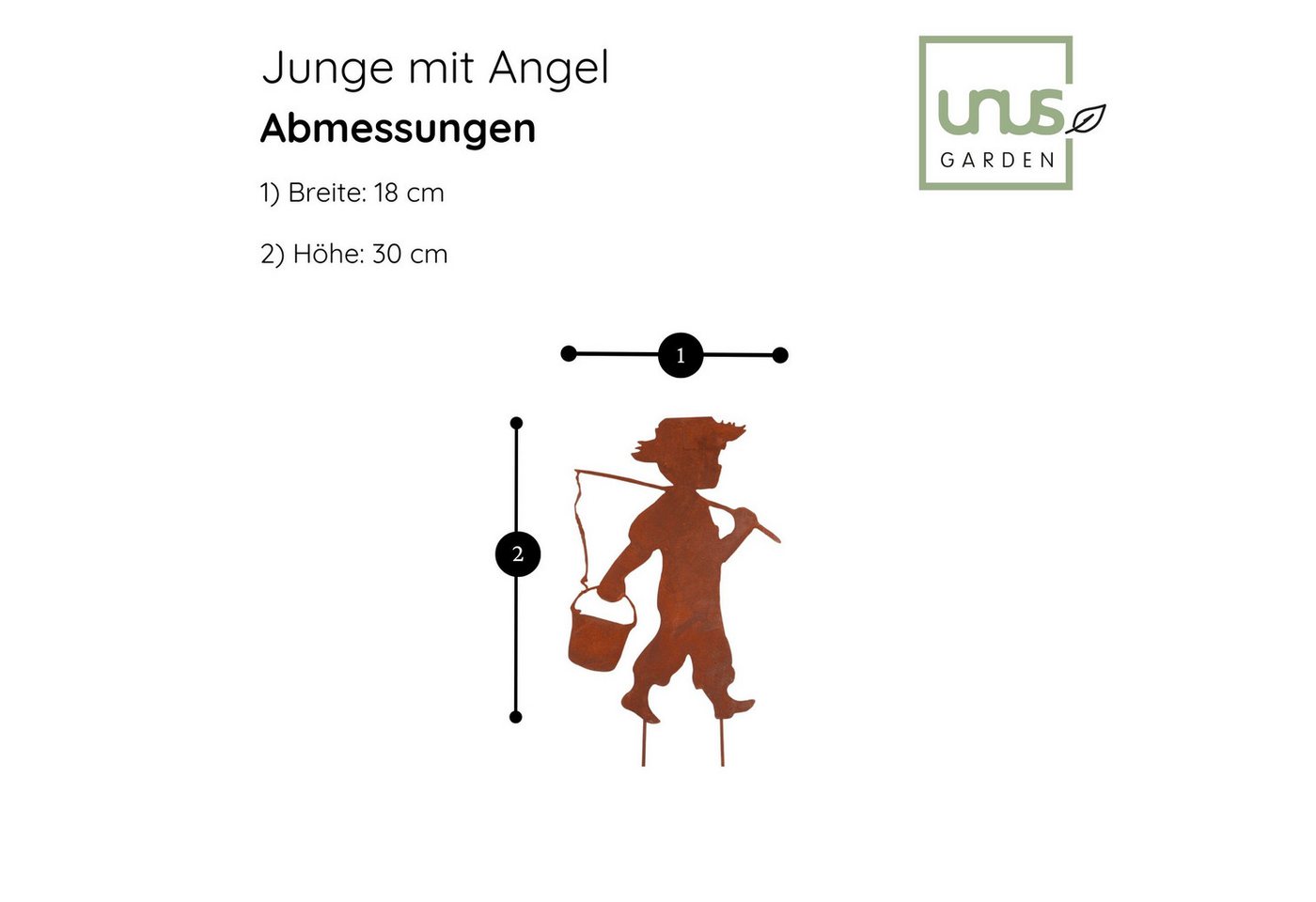 UNUS GARDEN Gartenstecker Roststecker Junge mit Angel (1-St) Bild 2