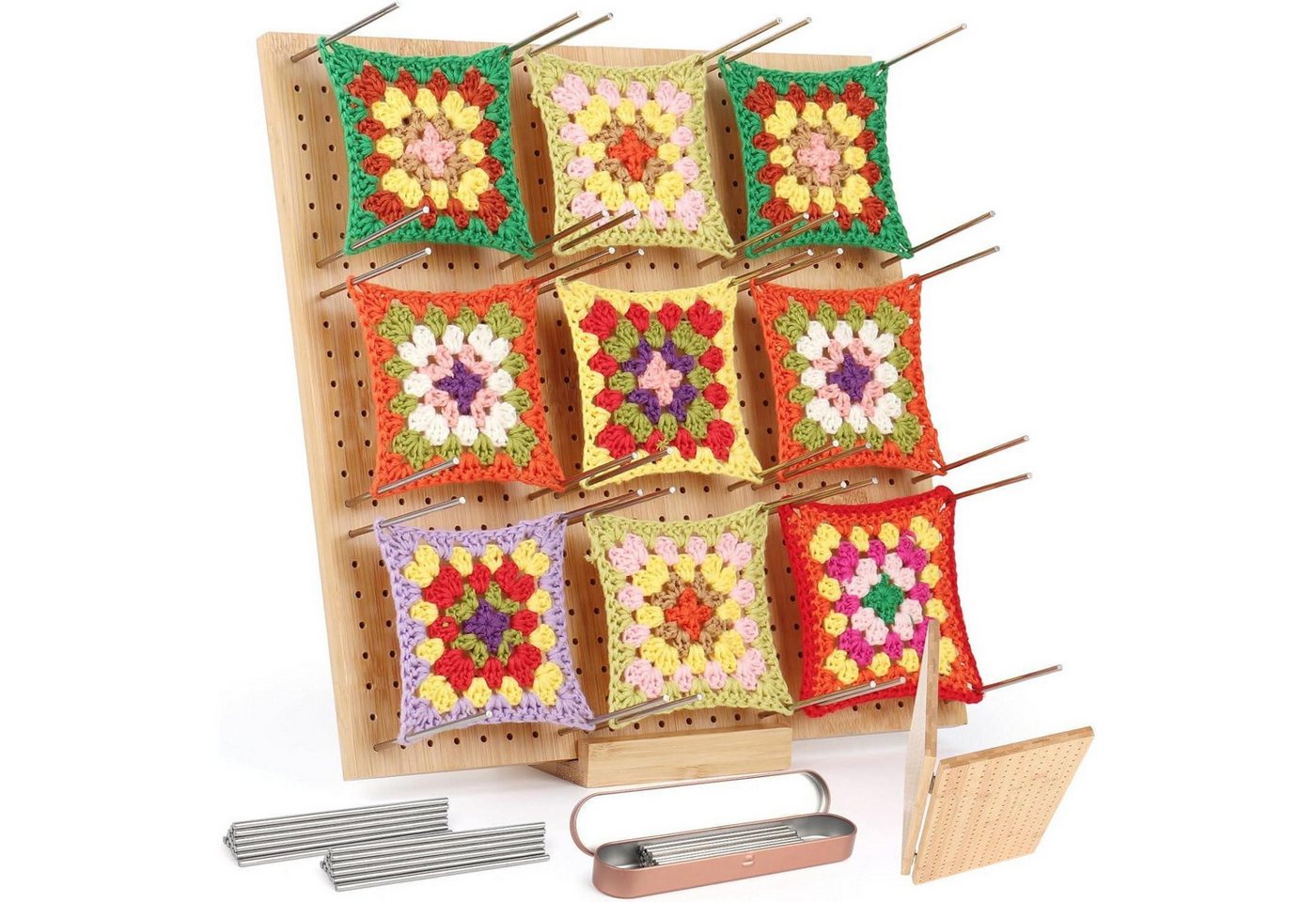 LuxusKollektion Häkelnadeln Großes Blocking Board 33x33 cm für Granny Squares Spannen mit 30