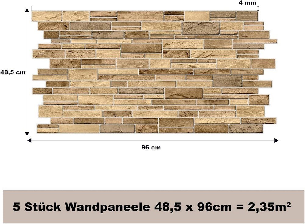 MDEKOR 3D Wandpaneel PVC Wandverkleidung 48,5x96 cm für Küche, Bad & mehr, (5-tlg) Model 0014, 5 Stück = 2,35 m2 Bild 5