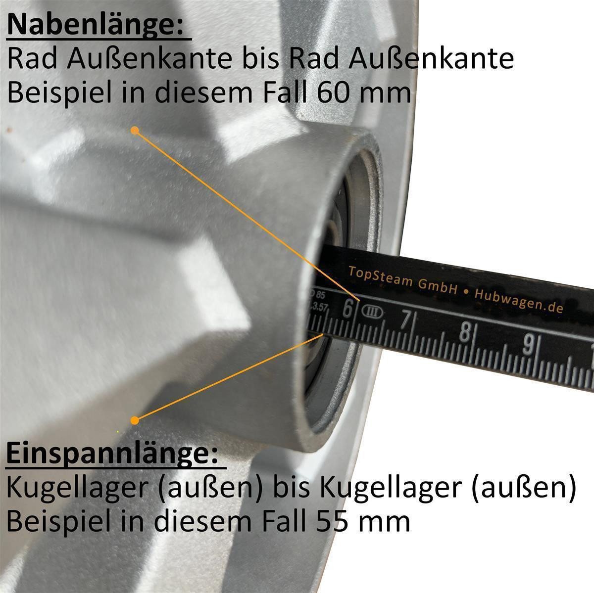 OSWALD Transportgeräte Gabelhubwagen 2 Hubwagenräder Polyurethan 180 x 50/50 mm Achse 20 mm inkl Kugellager, (2 St., RR40238-2), inkl. Kugellager