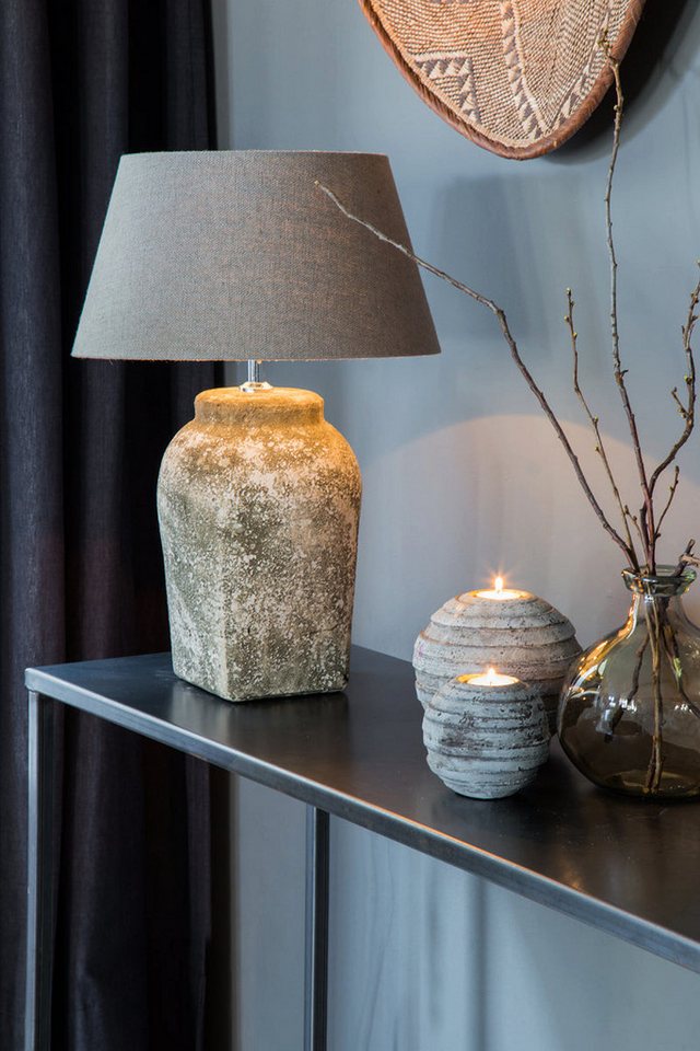 Dirk Davids Leuchten GmbH Lampenschirm Lampenschirm Rund in Leinen Leber für Tischleuchte Tischlampe 35-25-19, Elegantes Design für jeden Stil Bild 3