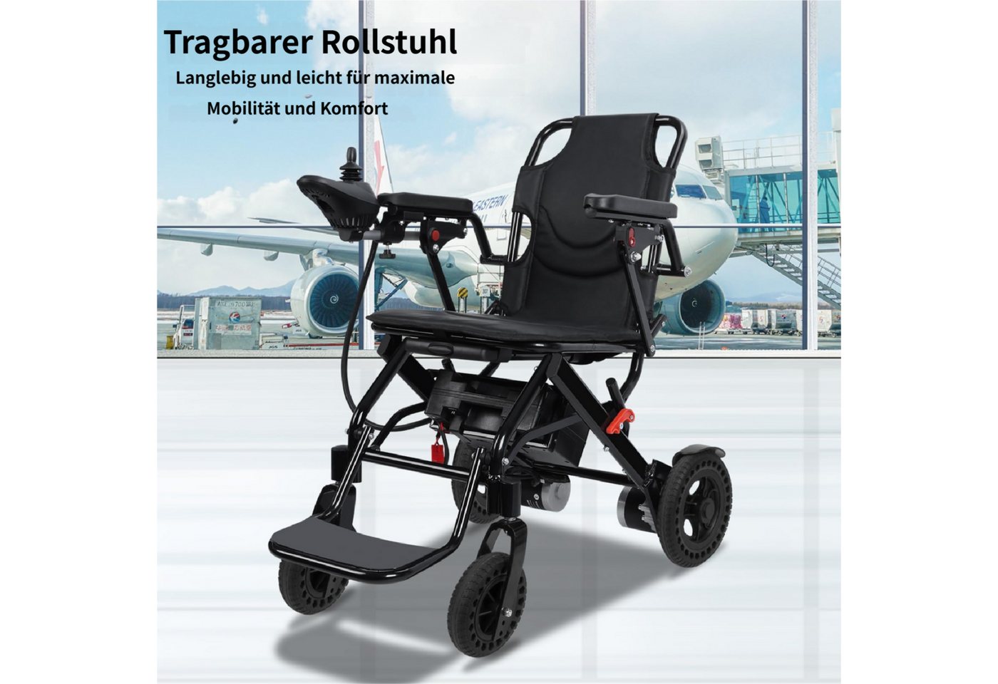 Rutaqian Elektrorollstuhl Elektrorollstuhl Rollstuhl Faltbar mit Joystick bis 110 kg, 2x250W, Ultraleicht Elektrisch Rollstuhl für Erwachsene und Senioren,19 km