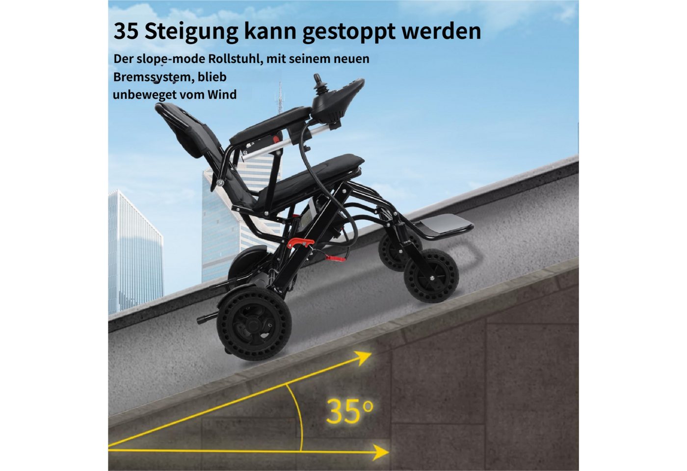 Rutaqian Elektrorollstuhl Elektrorollstuhl Rollstuhl Faltbar mit Joystick bis 110 kg, 2x250W, Ultraleicht Elektrisch Rollstuhl für Erwachsene und Senioren,19 km Bild 2