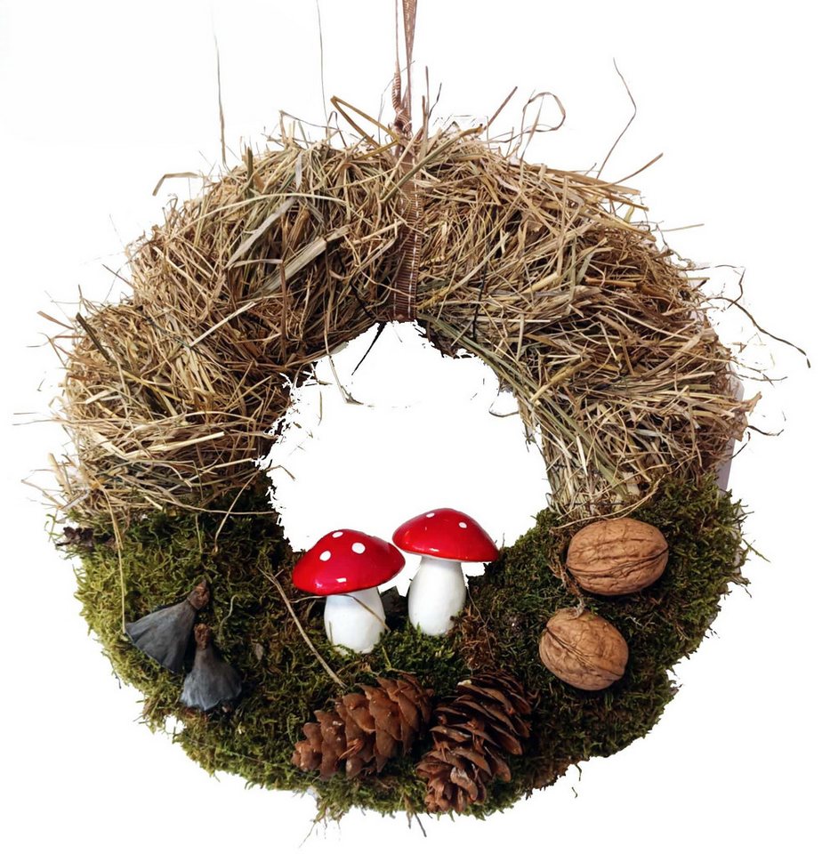 CreaFlor Home Dekokranz Herbstkränze, Handarbeit, natur, Fliegenpilze, H: 5cm