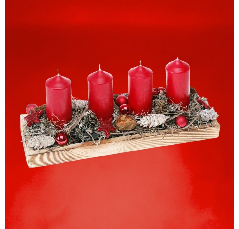 CreaFlor Home Adventskranz Adventsdeko, Handarbeit, Rot, Adventskranz, H: 15,5cm