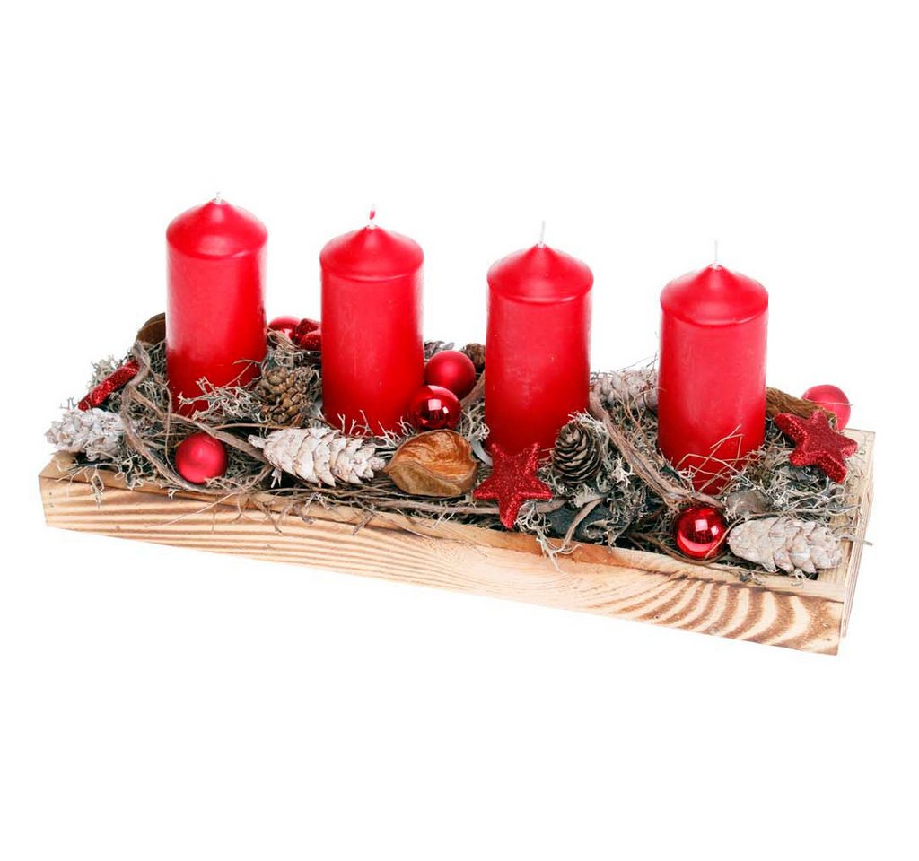 CreaFlor Home Adventskranz Adventsdeko, Handarbeit, Rot, Adventskranz, H: 15,5cm Bild 3