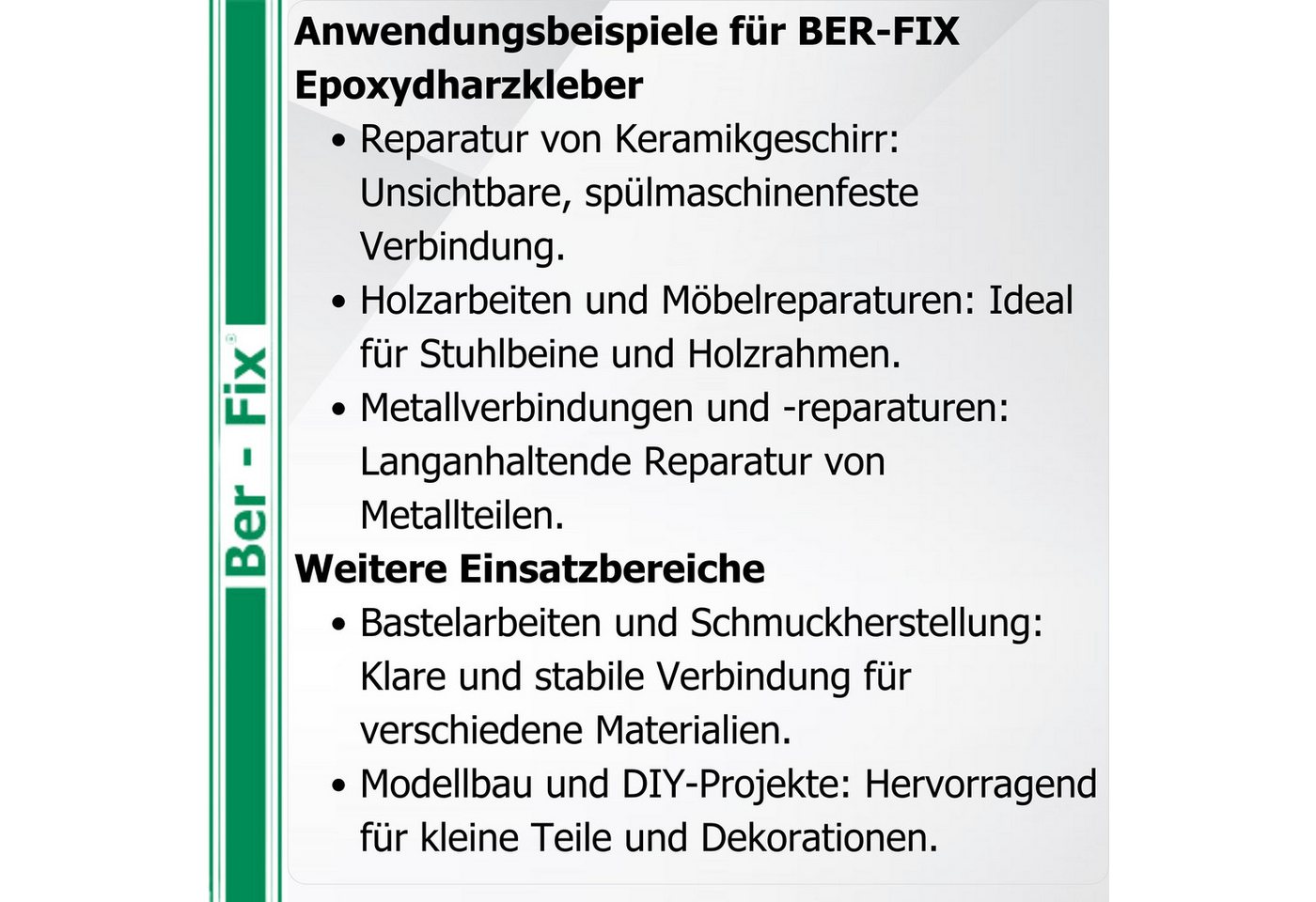 Ber-Fix 2-Komponentenkleber 2K Epoxykleber 30min 25g Spritze, (Set, 2-tlg), lange Verarbeitungszeit mechanisch bearbeitbar witterungsbeständig