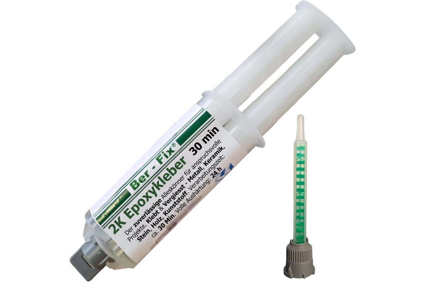 Ber-Fix 2-Komponentenkleber 2K Epoxykleber 30min 25g Spritze, (Set, 2-tlg), lange Verarbeitungszeit mechanisch bearbeitbar witterungsbeständig Bild 4