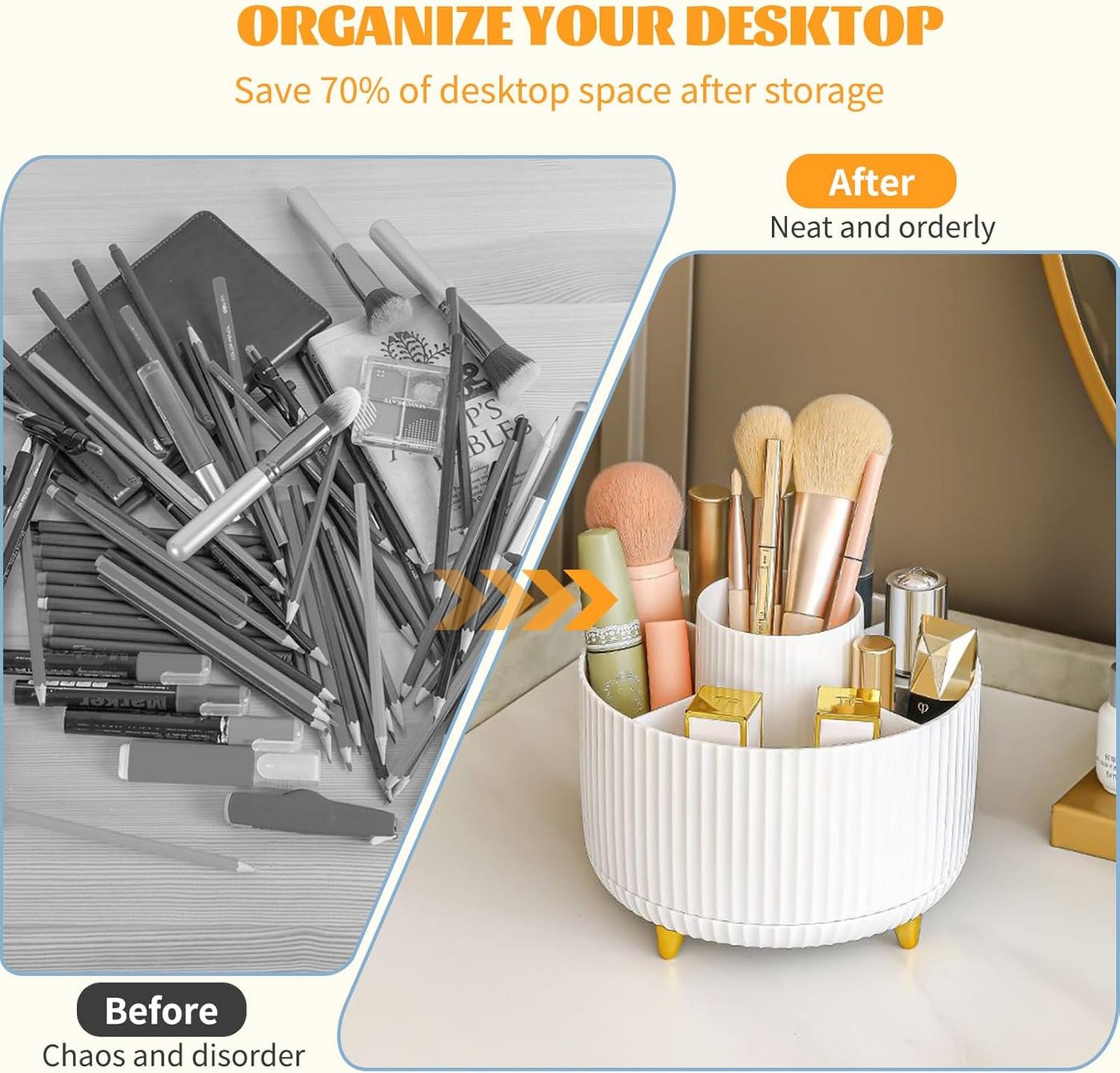FELIXLEO Küchenorganizer-Set 360° Make up Organizer Pinselhalter 5 Fächer Kosmetik Aufbew. Weiß, (1-tlg)