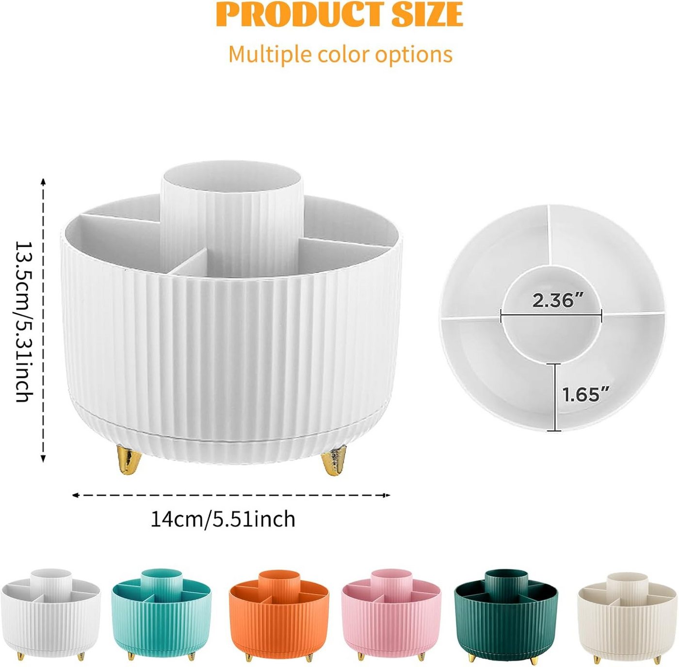 FELIXLEO Küchenorganizer-Set 360° Make up Organizer Pinselhalter 5 Fächer Kosmetik Aufbew. Weiß, (1-tlg) Bild 2