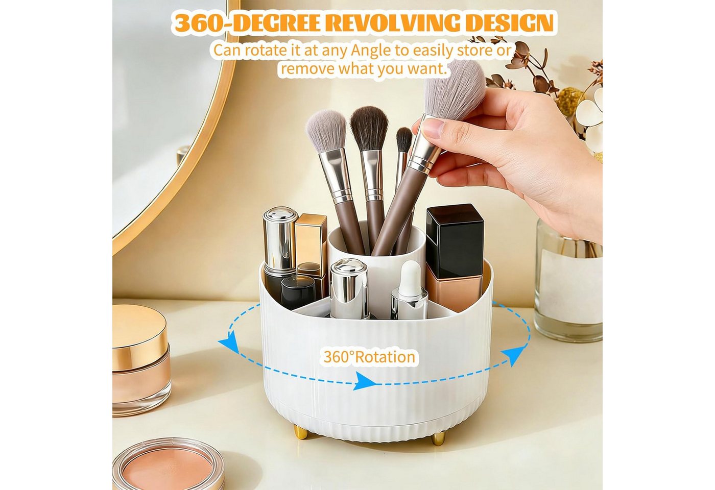 FELIXLEO Küchenorganizer-Set 360° Make up Organizer Pinselhalter 5 Fächer Kosmetik Aufbew. Weiß, (1-tlg) Bild 3