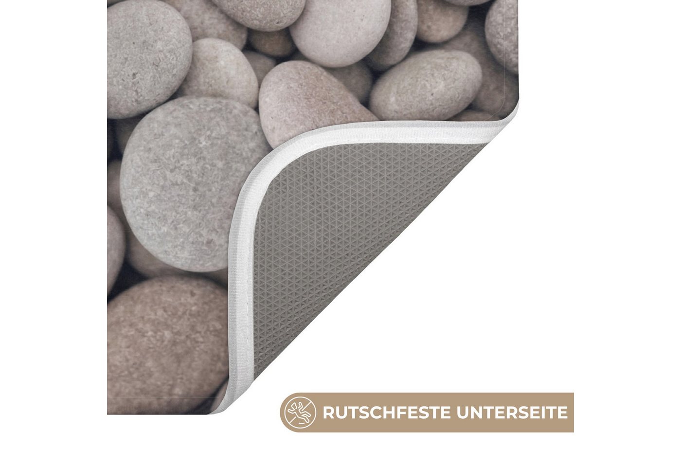 OnlyWow WC-Vorleger Kieselsteine - Steine - Grau, Höhe 10 mm, Polyester, Rechteckig, WC Teppich, Toilettenvorleger, Toilettenteppich, Badematte 40x60 cm Bild 2
