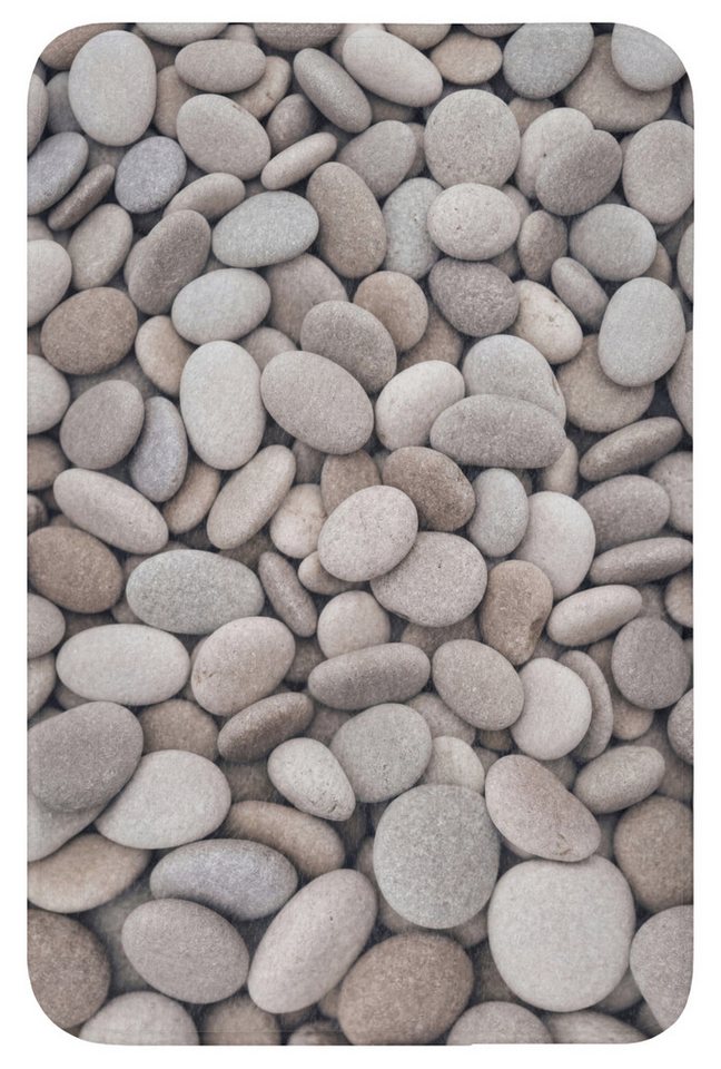 OnlyWow WC-Vorleger Kieselsteine - Steine - Grau, Höhe 10 mm, Polyester, Rechteckig, WC Teppich, Toilettenvorleger, Toilettenteppich, Badematte 40x60 cm Bild 5