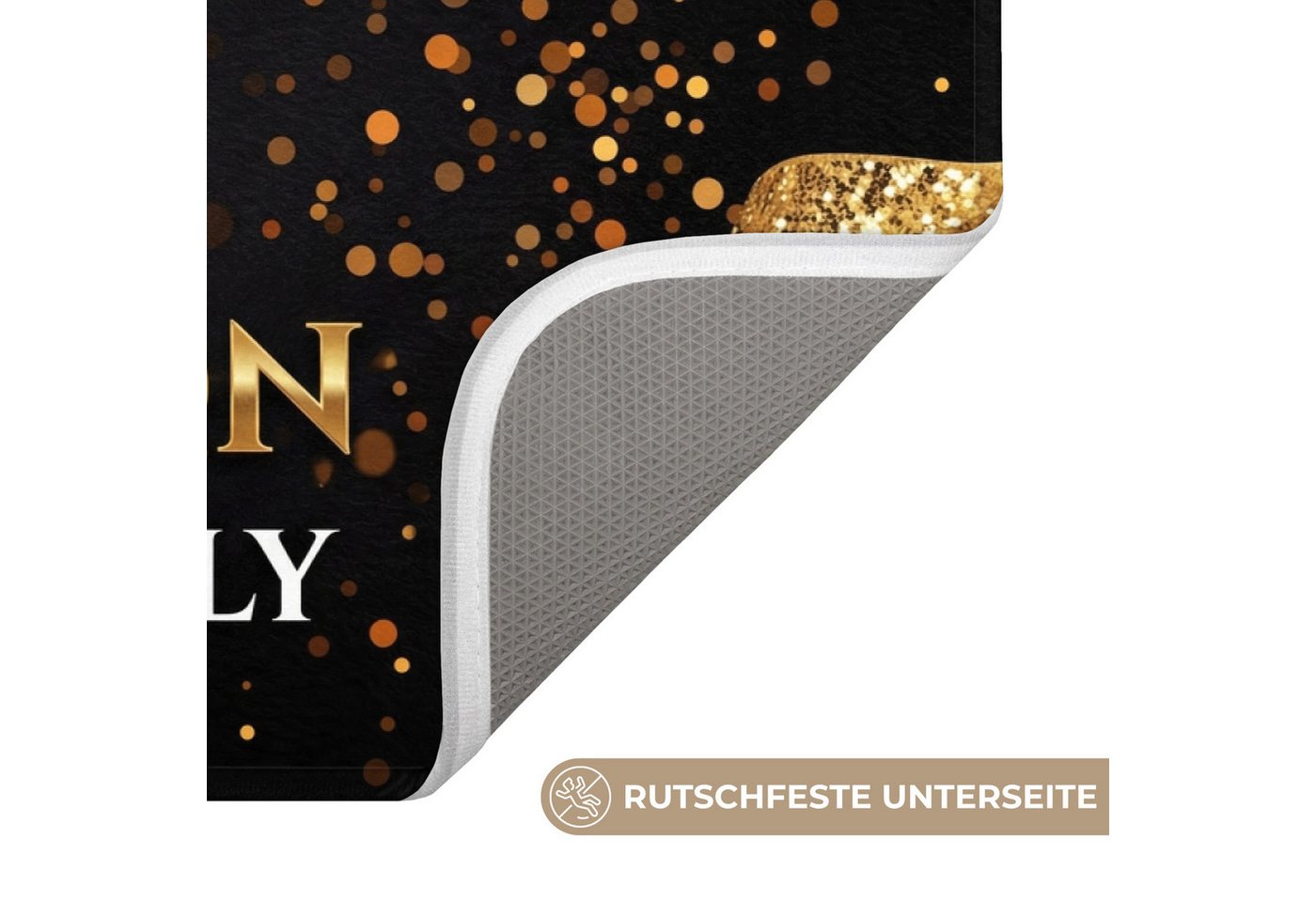 OnlyWow WC-Vorleger Einladung - VIP - Krone - Gold, Höhe 10 mm, Polyester, Rechteckig, WC Teppich, Toilettenvorleger, Toilettenteppich, Badematte 60x40 cm
