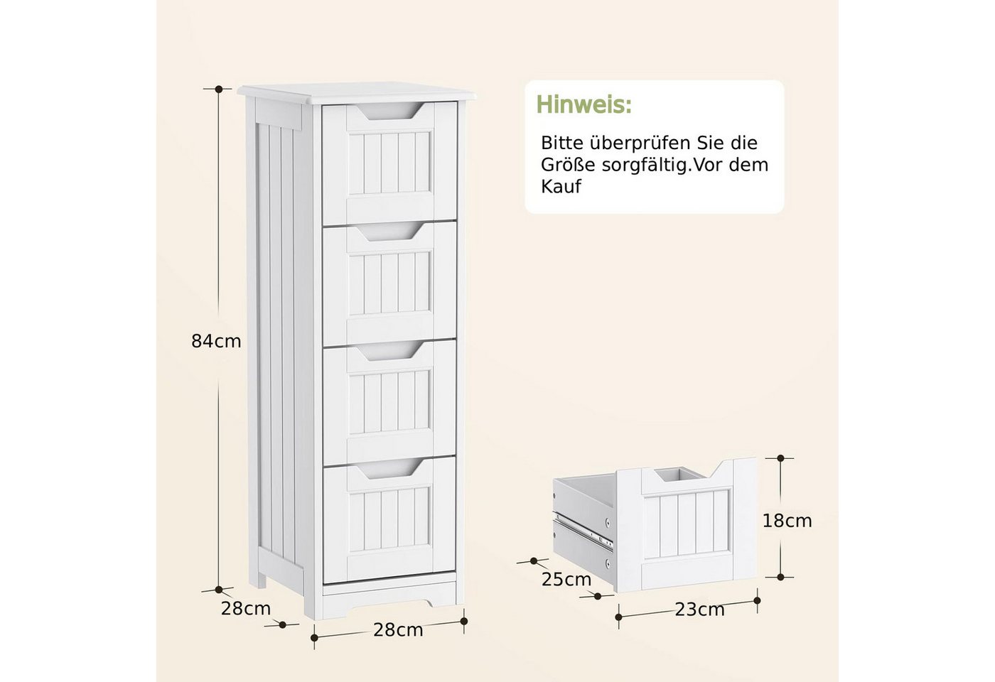 Blishom Badkommode Badezimmerschrank Schmaler Badschrank Freistehend, 28 x 28 x 84 cm Bild 4